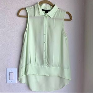 Theory Sleeveless Silk Button Down Collared Blouse